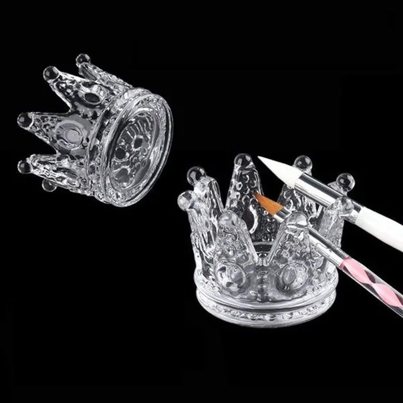 Βάση στήριξης πινέλων γυάλινη κορώνα 6cm - Crown Nail Art Crystal Cup