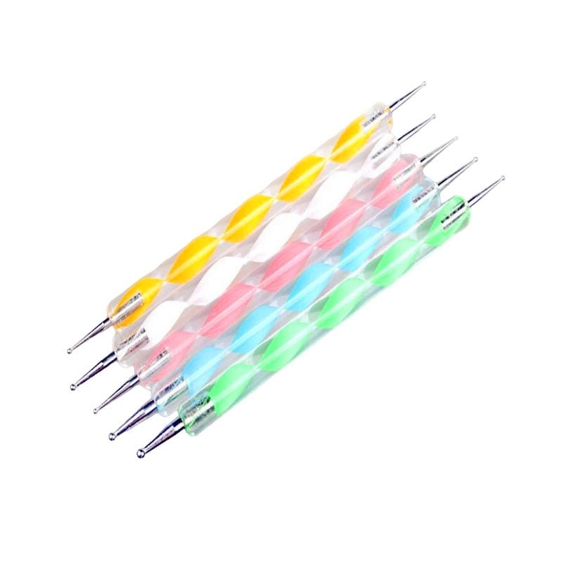 Σετ εργαλείων σχεδιασμού νυχιών 5τμχ - Double-edged Plastic Dotting Pen 5pcs