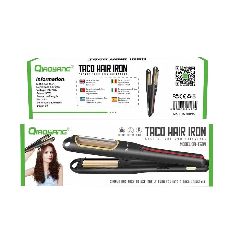 QIAOYANG Ψαλίδι Μαλλιών με Πλάκες για Μπούκλες QA-T594 - Taco hair iron