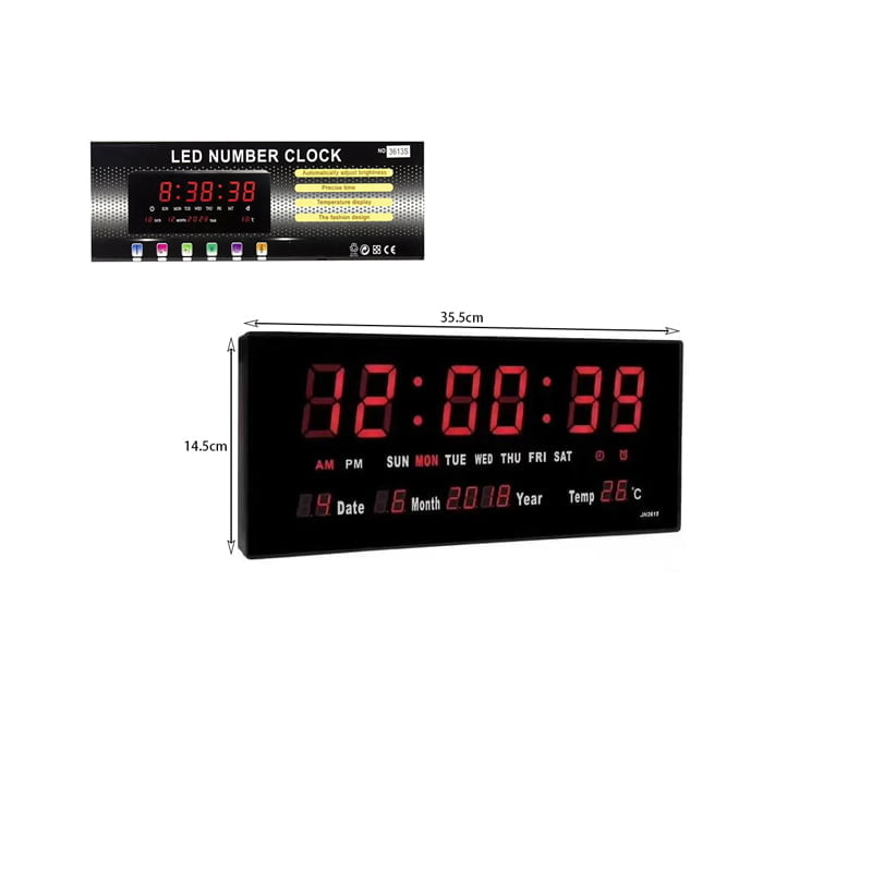 Ψηφιακό ρολόι τοίχου LED με κόκκινους χαρακτήρες LED 3613S - Clock