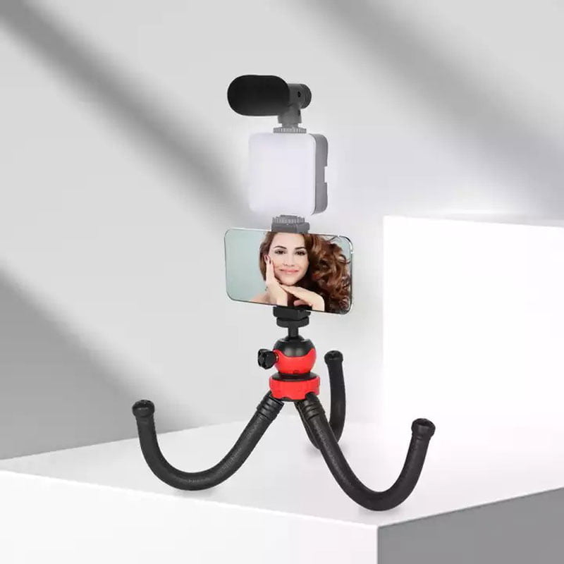 Τρίποδο Εύκαμπτο με Μικρόφωνο - Video making LED ring selfie light kits