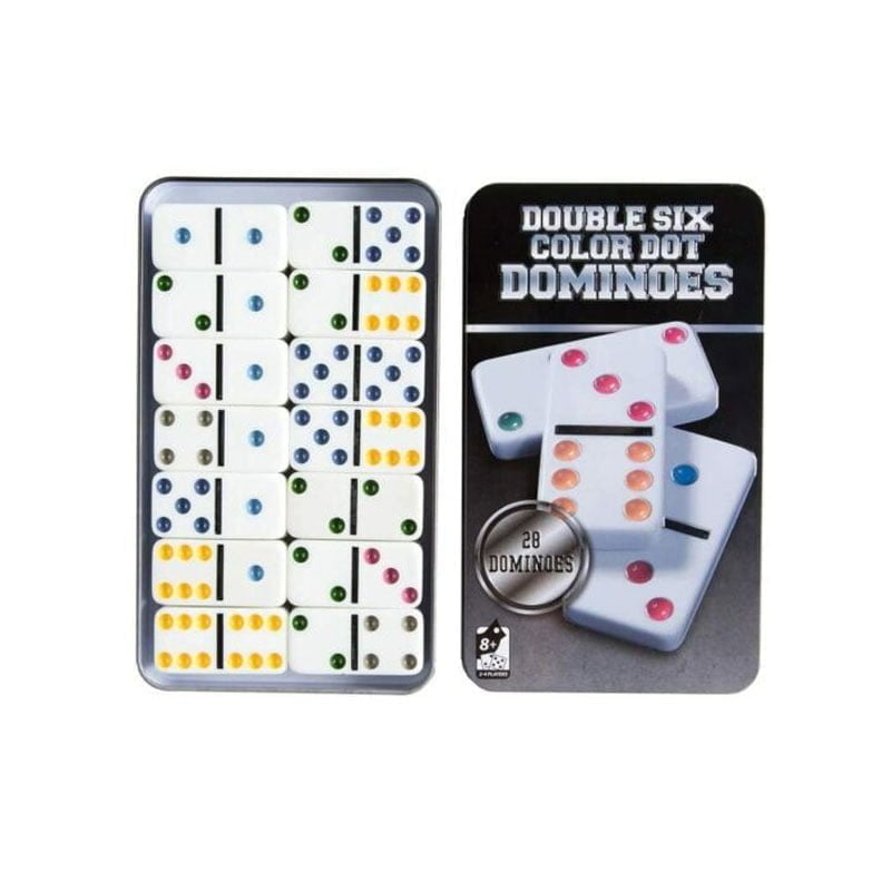 Έγχρωμο Ντόμινο σε Μεταλλικό κουτί 28 τεμ. – Double six color dot dominoes