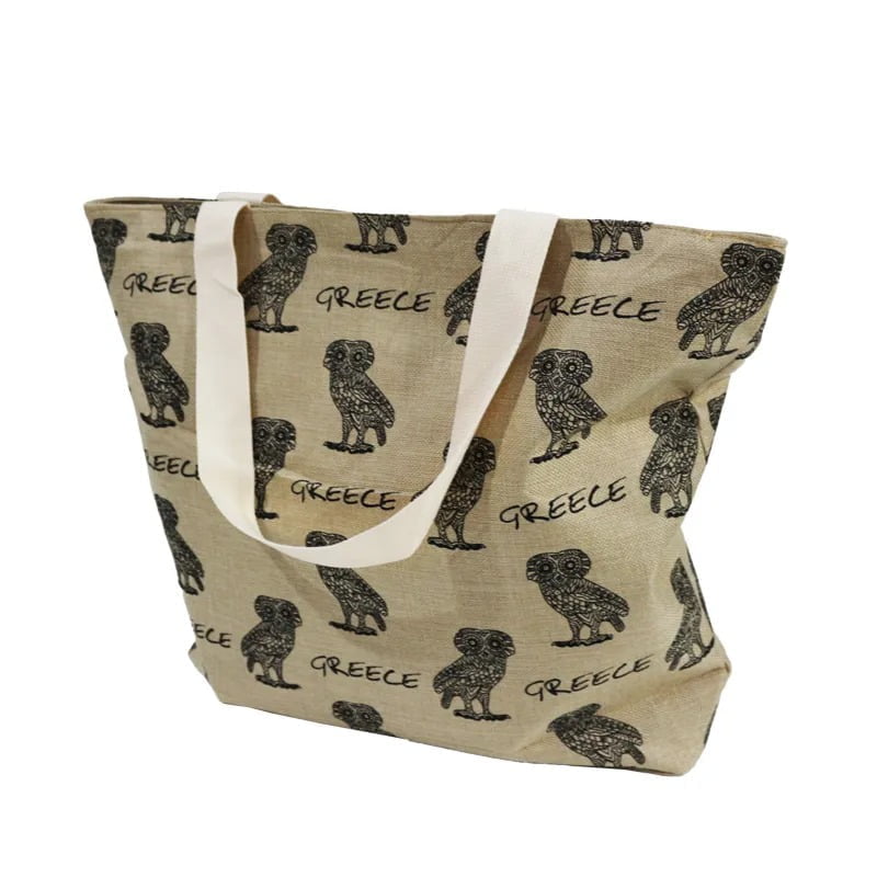 Τσάντα Θαλάσσης Greece με κουκουβάγιες 52x35cm - Beach bag owl