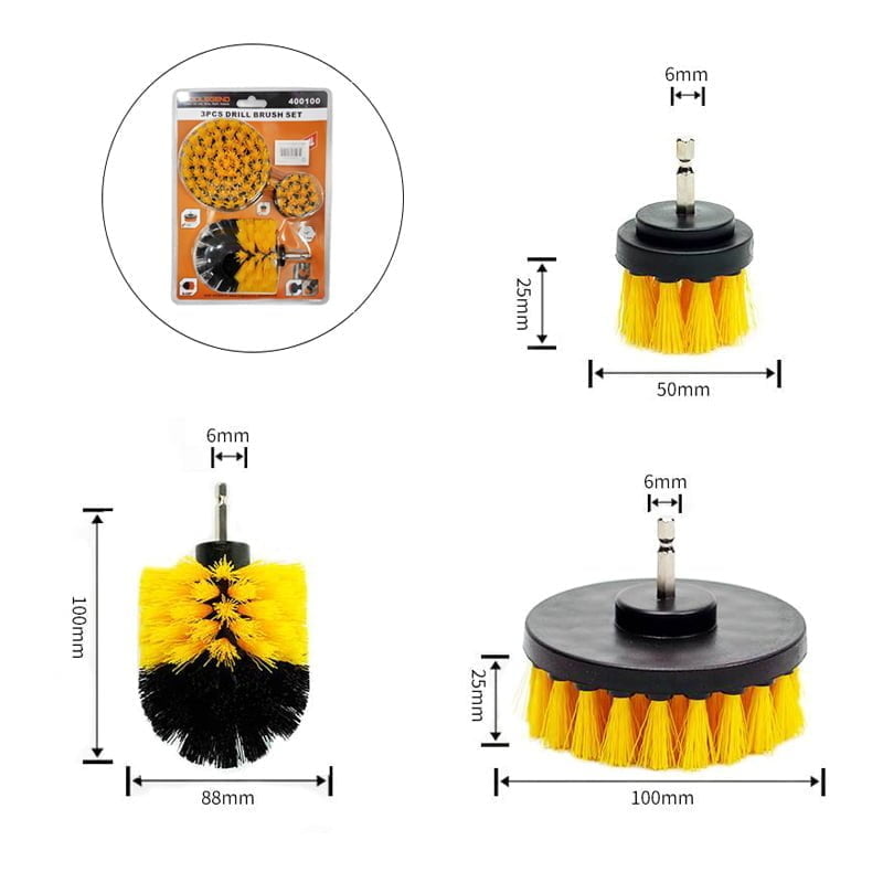 Σετ βούρτσες καθαρισμού για δραπανοκατσάβιδα 3τμχ - Electric Drill Brush Kit