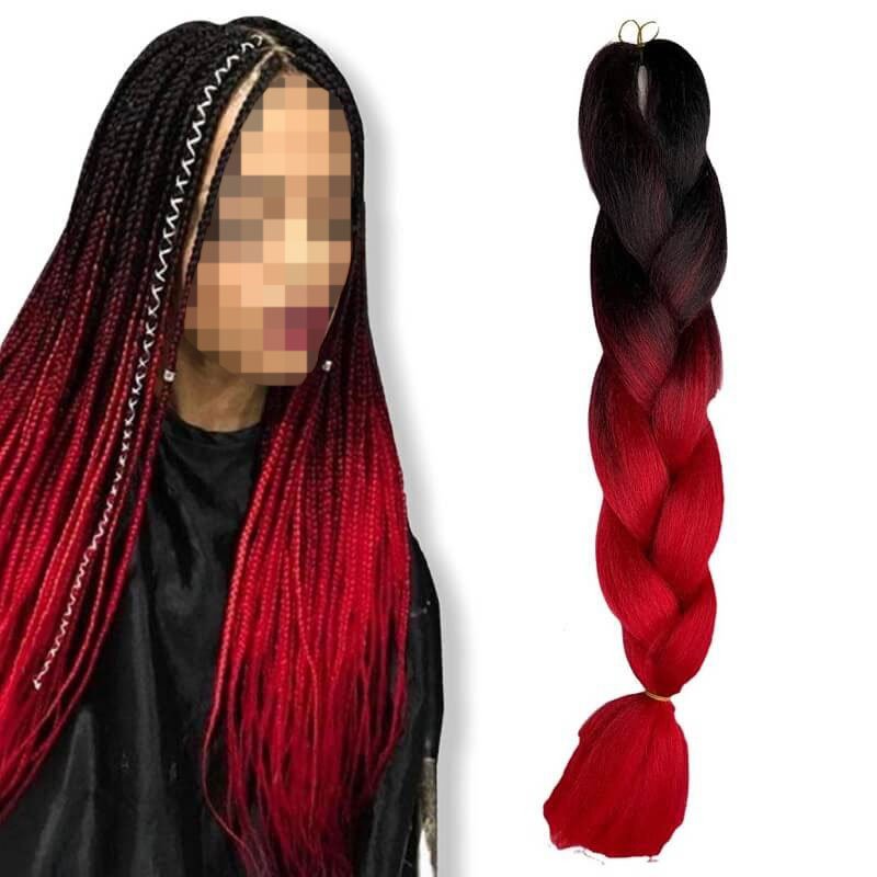 Yuan yao Μαλλιά για Ράστα ombre μαύρο-κόκκινο BY1 - Rasta hair