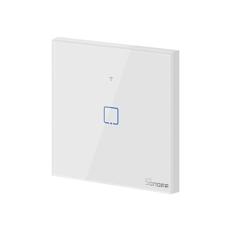 Sonoff TX T0 Χωνευτός Διακόπτης Τοίχου Wi-Fi για Έλεγχο Φωτισμού με Πλαίσιο και Ένα Πλήκτρο Αφής Φωτιζόμενος Λευκός – Google Home