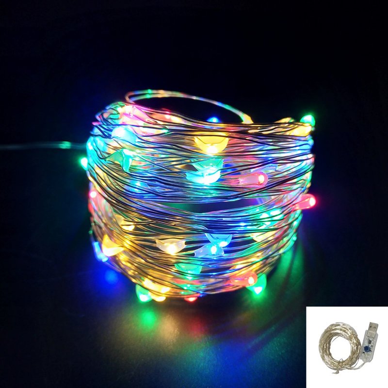 LED λαμπάκια USB με διακόπτη RGB 5Μ - LED USB color light strip RGB