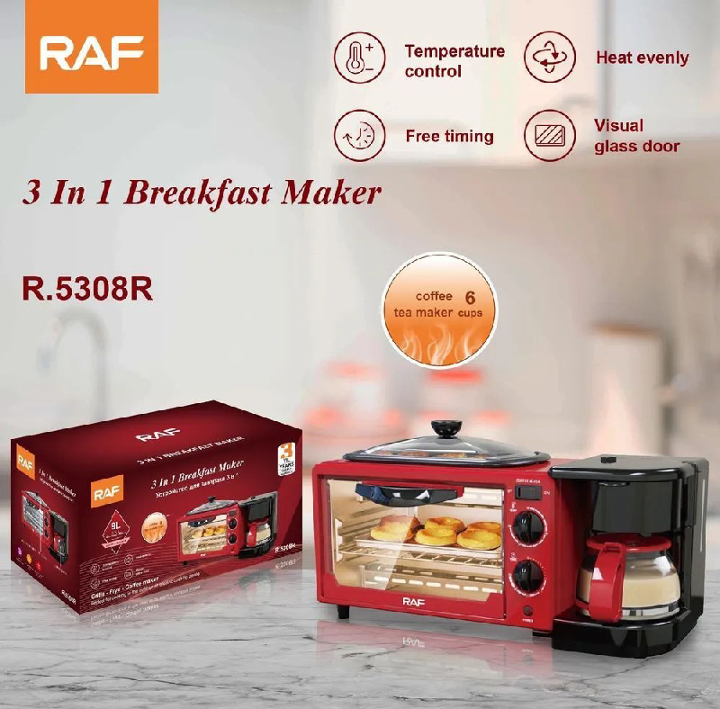 RAF 3 σε Ηλεκτρικός φούρνος με καφετιέρα R.5308R - 3 in 1 Breakfast Maker