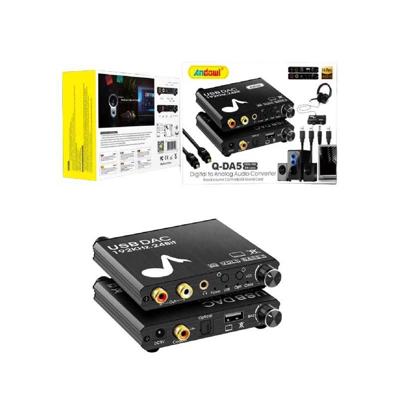 Andowl  Μετατροπέας Coaxial / Toslink / USB-A female σε RCA female Q-DA5 - Digital Analog Audio Converter