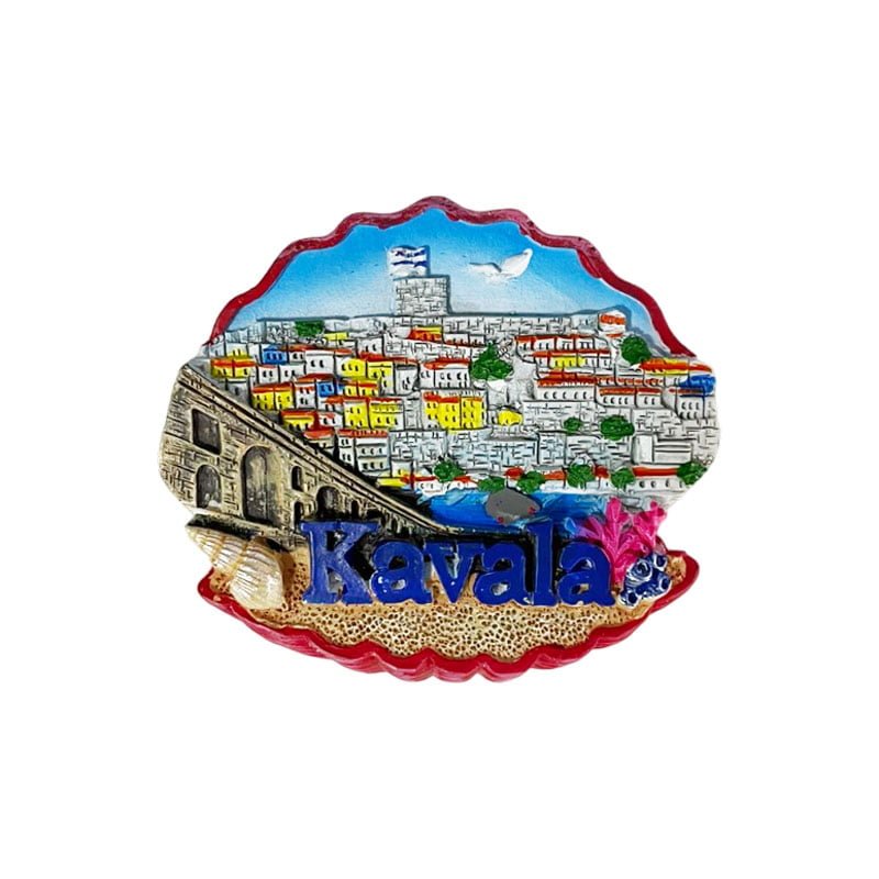 Μαγνητάκι ψυγείου σουβενίρ Kavala - Metallic fridge magnet Kavala