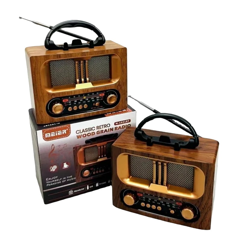 Meier Retro Φορητό Ραδιόφωνο M-1931BT - Classic Retro Wood Grain Radio