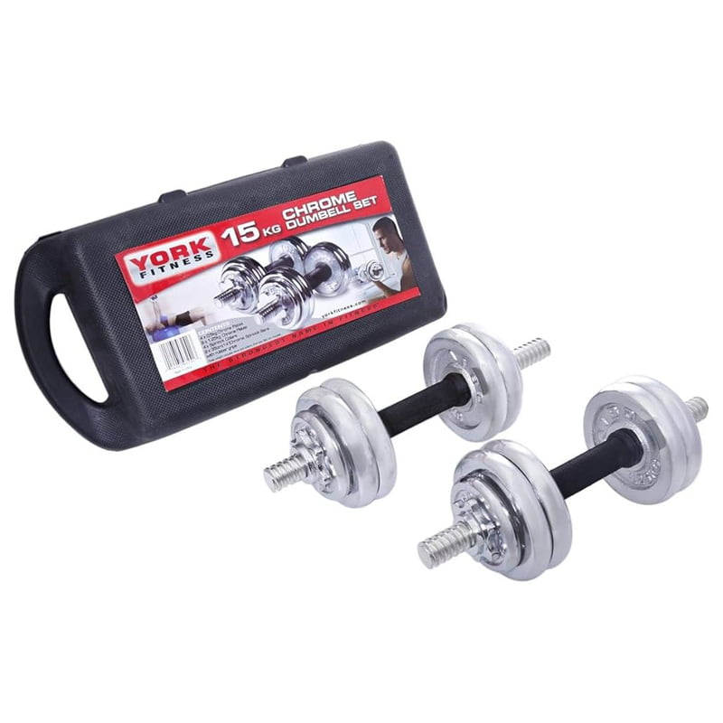 York Fitness Αλτήρες Σετ 2x 7.5kg σε Βαλιτσάκι - Chrome Dumbell Set 15gr