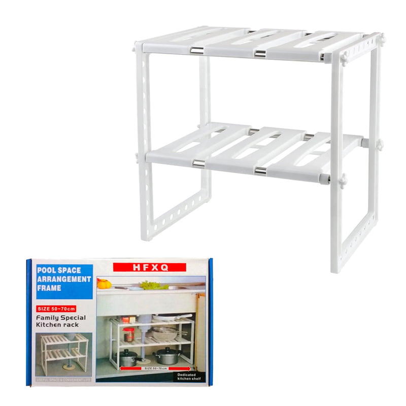 HFXQ Βάση Οργάνωσης Κουζίνας Διόροφη 50-70cm - Pool Space Arrangement Frame Kitchen Shelf Rack