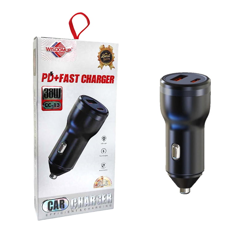 Wisdomup Φορτιστής Αυτοκινήτου με 2 θύρες CC-13 38W - PD + Fast car charger