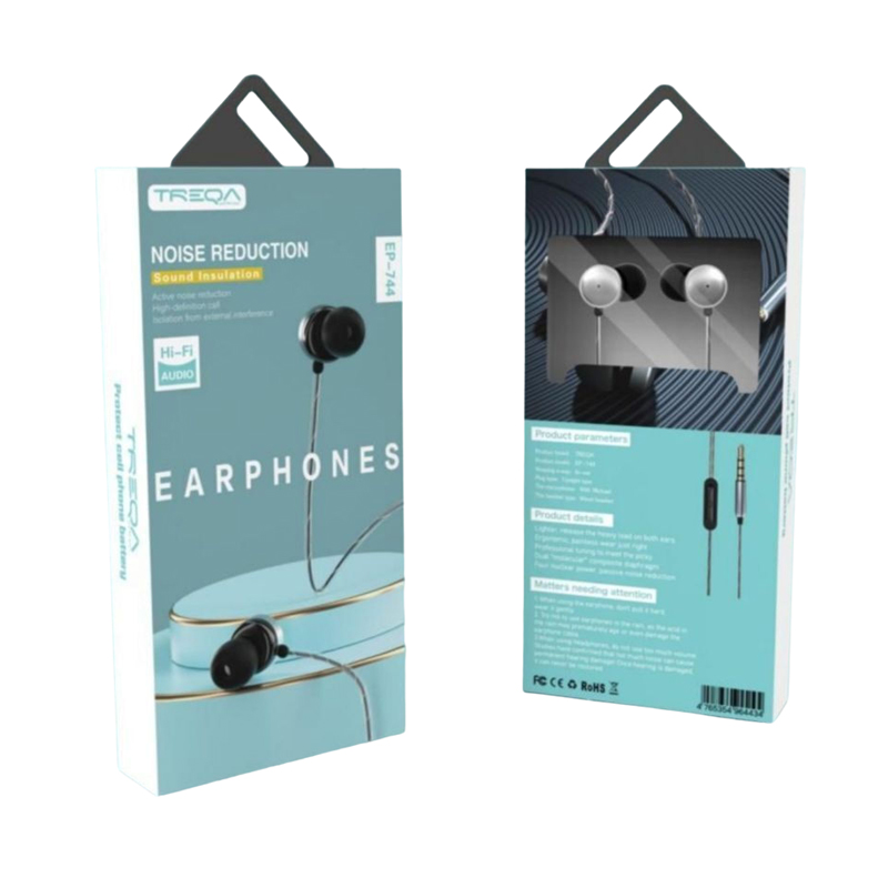 Treqa In-ear Handsfree Ενσύρματα Ακουστικά με Βύσμα 3.5mm EP-744 - In-ear Handsfree Noise Reduction Earphones