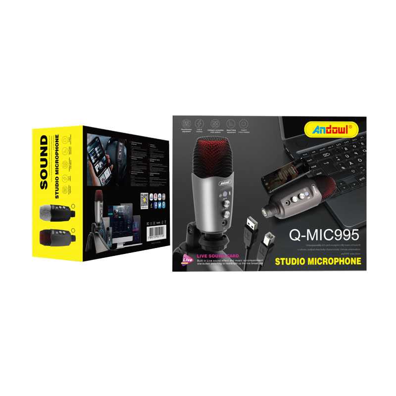 Andowl Πυκνωτικό Μικρόφωνο USB Επιτραπέζιο για Studio Q-MIC995 - Studio Microphone