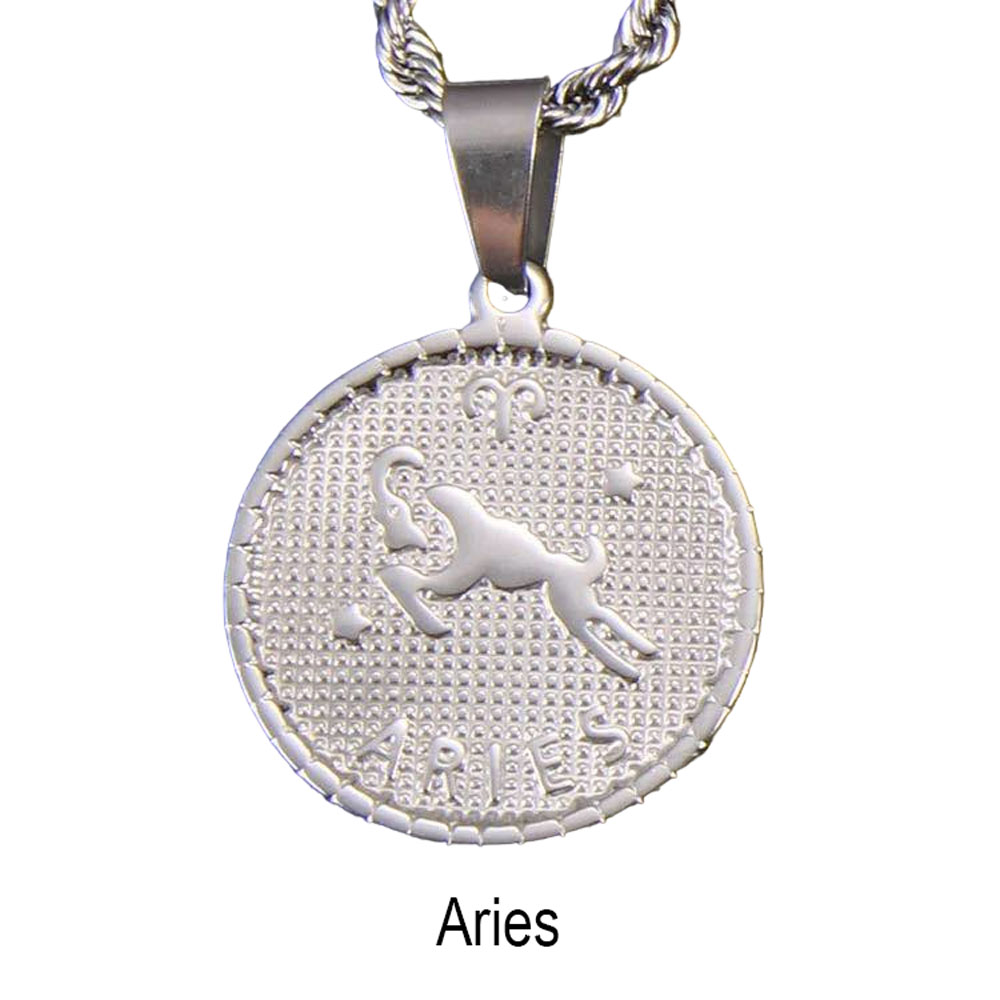 Ανδρικό Ατσάλινο Κολιέ Με Ζώδιο (Κριός) – Men’s Steel Necklace Zodiac (Aries)