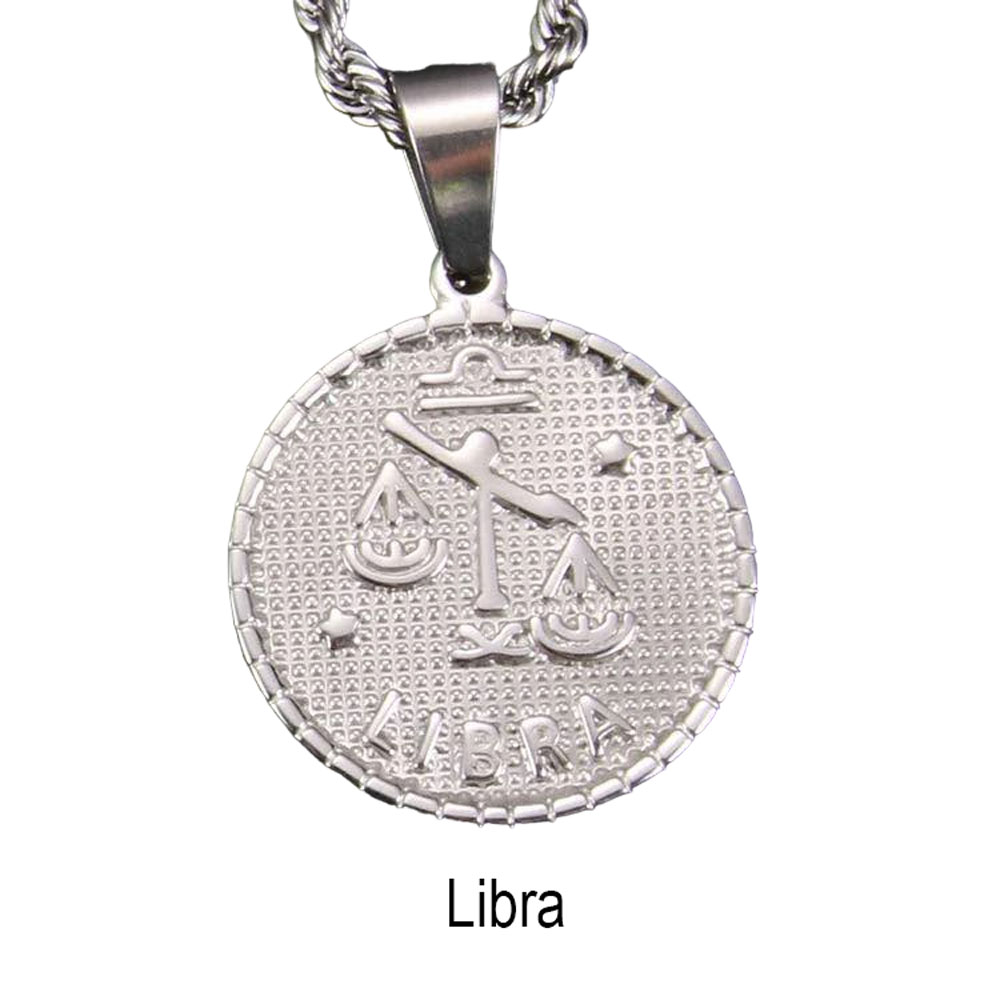 Ανδρικό Ατσάλινο Κολιέ Με Ζώδιο (Ζυγός) – Men’s Steel Necklace Zodiac (Libra)