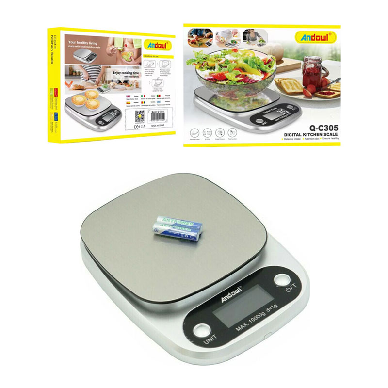 Andowl Ψηφιακή Ζυγαριά Κουζίνας 1gr/10kg Ασημί C305 - Digital kitchen scale