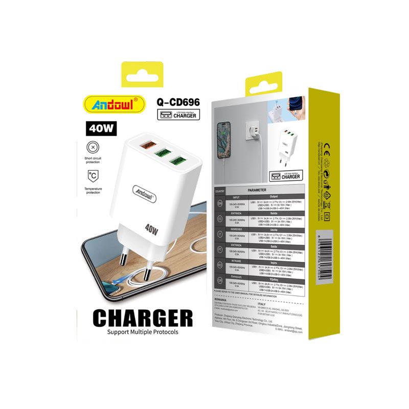 Andowl Φορτιστής με 3 θύρες USB 40W Q-CD696 - Charger