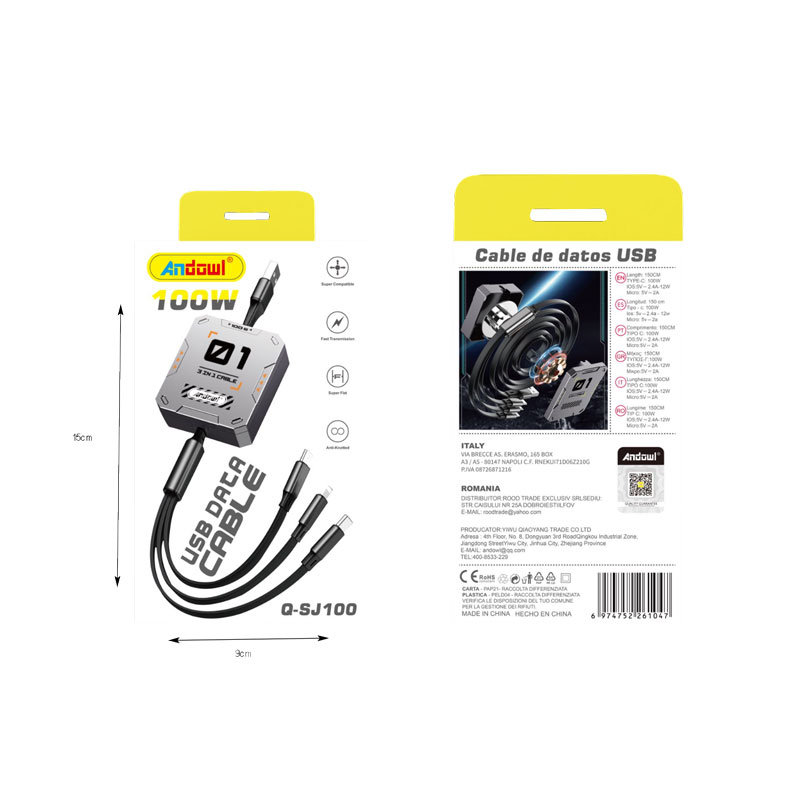 Lightning & Micro 100W Q-SJ100 - USB Data Cable