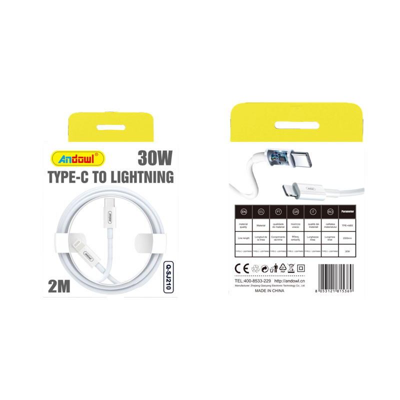 Andowl Καλώδιο φόρτισης USB 2 μέτρων Type-C σε Lightning 30W Q-SJ210- USB Data Cable