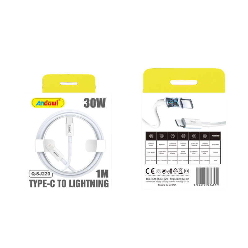 Andowl Καλώδιο φόρτισης USB 1 μέτρων Type-C σε Lightning 30W Q-SJ220- USB Data Cable