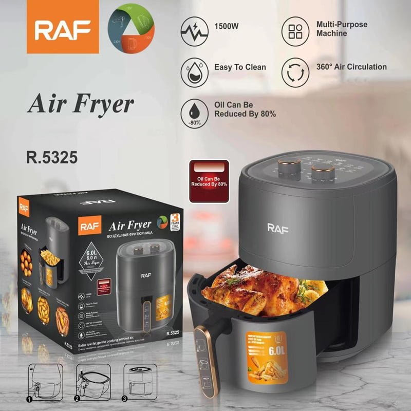 RAF Φριτέζα Αέρος με Αποσπώμενο Κάδο 1500W 6.0L R.5325 - Air Fryer