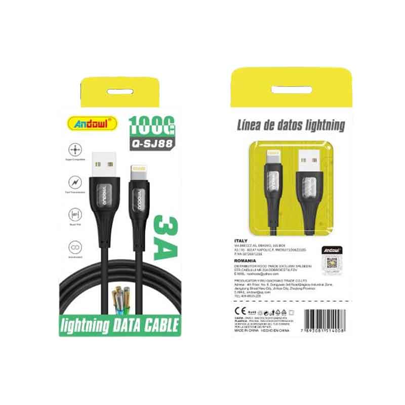 Andowl Καλώδιο δεδομένων UBS σε Lightning 3Α Q-SJ88 - Data Cable