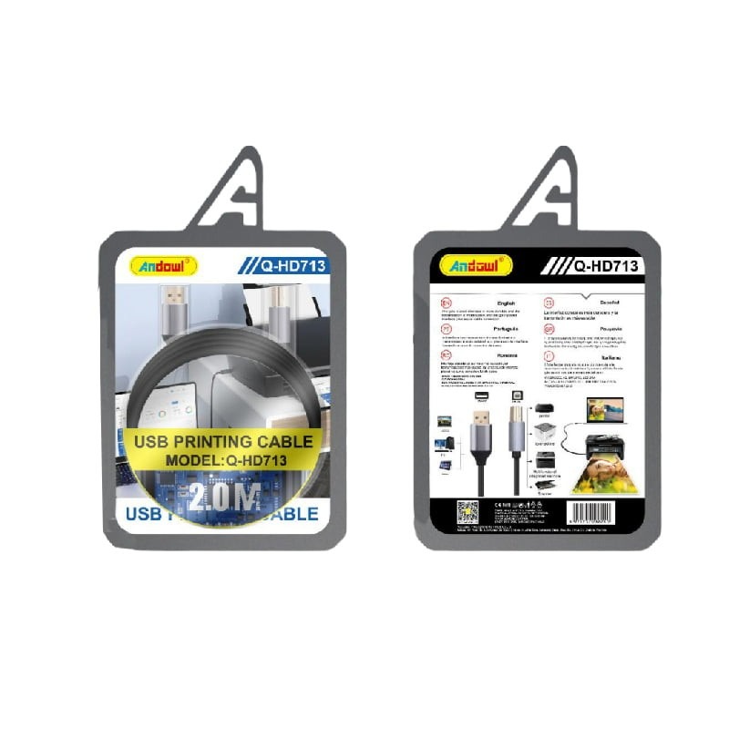 Andowl Καλώδιο Εκτυπωτή 2Μ Q-HD713 - USB Printing Cable