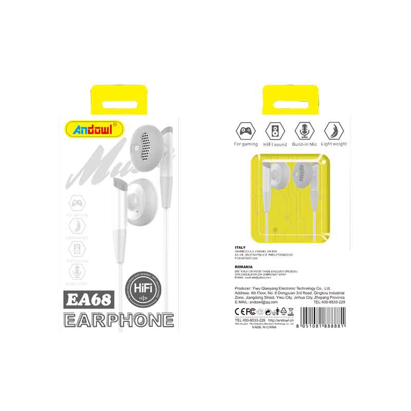 Andowl Ενσύρματα Ακουστικά με AUX 3.5mm EA68 - Earphone