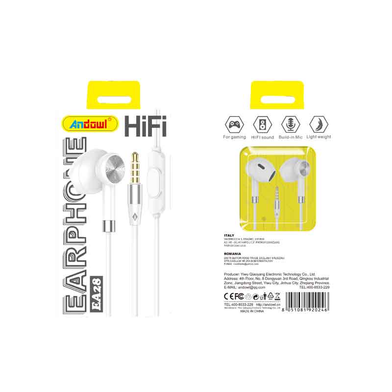 Andowl Ενσύρματα Ακουστικά με AUX 3.5mm EA28 - Earphone