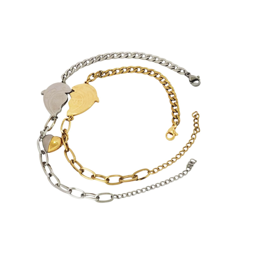 Βραχιόλι Καρδιά "Love"Για Ζευγάρι Απο Ατσάλι - Heart Bracelet "Love" For Couple Made Of Steel
