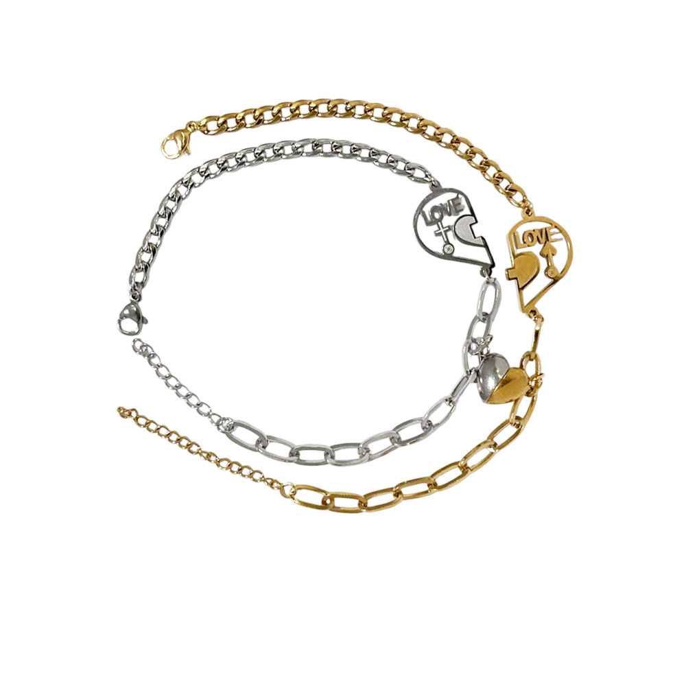 Βραχιόλι Kαρδιά  Απο Ατσάλι Για Ζευγάρι - Steel Heart Bracelet For Couple