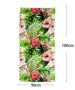 Πετσέτα θαλάσσης με φύλλα και λουλούδια 180x90cm - Beach towel