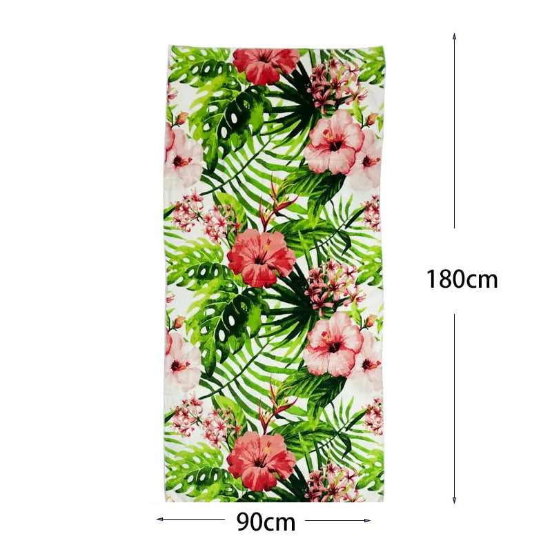 Πετσέτα θαλάσσης με φύλλα και λουλούδια 180x90cm - Beach towel