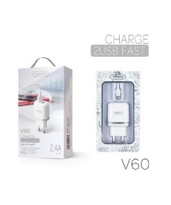 Tranyoo Φορτιστής με καλώδιο micro 2USB V60 2.4A – Charger 2USB Fast