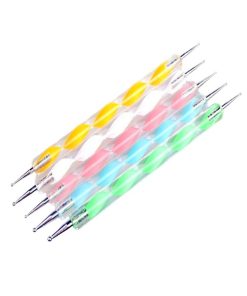 Σετ εργαλείων σχεδιασμού νυχιών 5τμχ - Double-edged Plastic Dotting Pen 5pcs