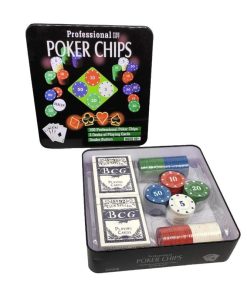 Σετ Πόκερ Με 100 Μάρκες & 2 Τράπουλες Σε Μεταλλικό Κουτί - Professional poker chips