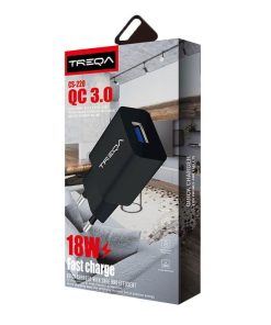 Treqa Φορτιστής κινητού με γρήγορη φόρτιση και καλώδιο 18W QC 3.0 καλώδιο IOS CS-220