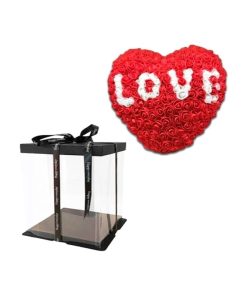 Τεχνητό Φυτό Καρδιά από Κόκκινα Τριαντάφυλλα με Τύπωμα Love - Rose Love Heart