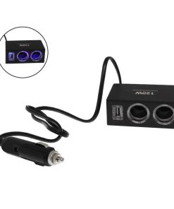 OLESSON Πολύπριζο αναπτήρα αυτοκινήτου 12V/24V 120W με 2 x παροχές/1 x USB και μπλε LED φωτισμό - Socket charger NO.1522