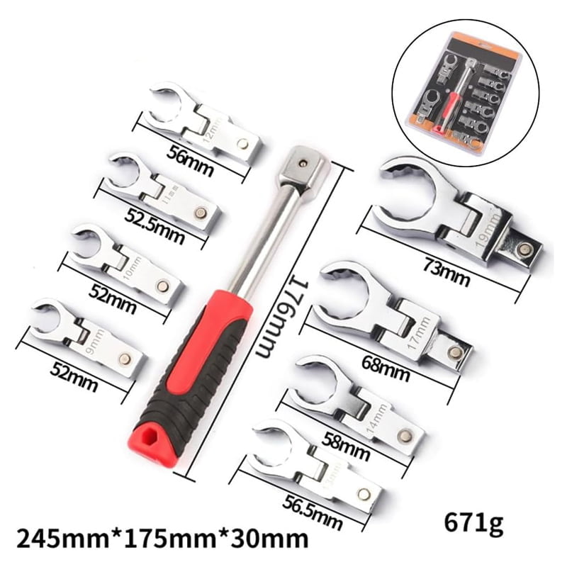 Σετ καστάνια με καρυδάκια 9τμχ με εύρος κίνησης 180° - Flex offset box wrench set - Image 4