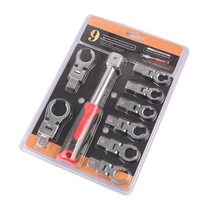 Σετ καστάνια με καρυδάκια 9τμχ με εύρος κίνησης 180° - Flex offset box wrench set