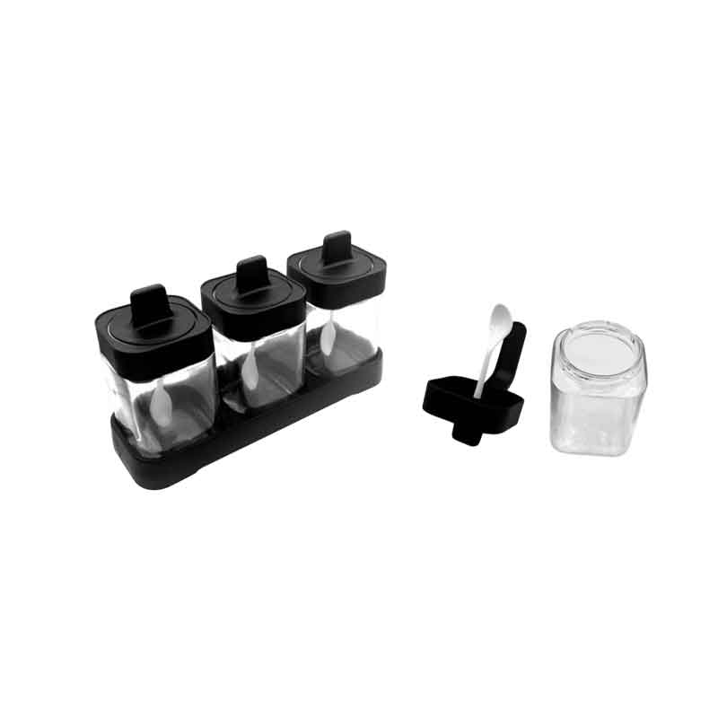 Βάζα Μπαχαρικών 3τεμ με Βάση και Κουταλάκια – Spice Jar Set 3pcs with Base & Spoons - Image 2