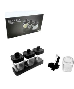Βάζα Μπαχαρικών 3τεμ με Βάση και Κουταλάκια – Spice Jar Set 3pcs with Base & Spoons