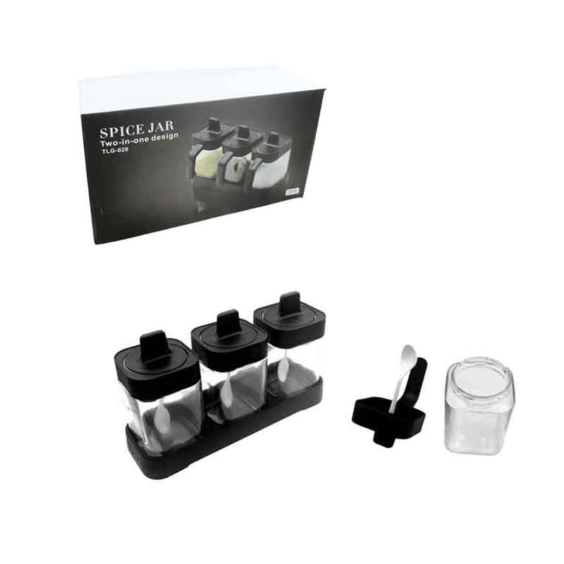 Βάζα Μπαχαρικών 3τεμ με Βάση και Κουταλάκια – Spice Jar Set 3pcs with Base & Spoons