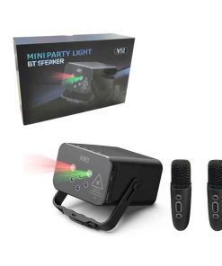 Φορητό Ηχείο με Φώτα Πάρτι & Bluetooth + 2 Ασύρματα Μικρόφωνα – Mini Party Light BT Speaker V12