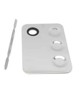 Παλέτα Ανάμειξης Μακιγιάζ Inox με Σπάτουλα - Stainless Steel Makeup Mixing Palette with Spatula