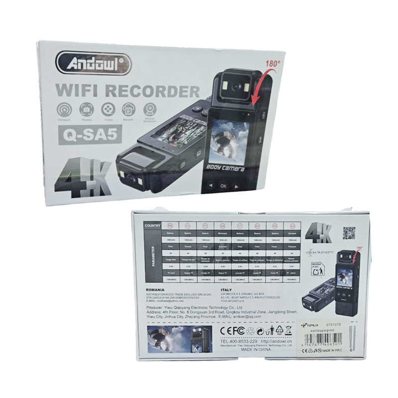 Andowl Κάμερα Καταγραφής WiFi 4K με Περιστρεφόμενο Φακό 180° Q-SA5 - Wifi Recorder